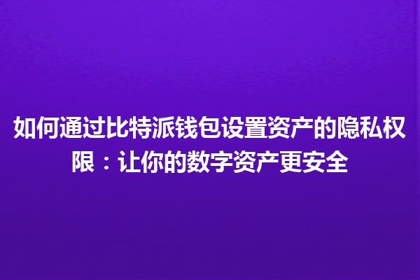 如何通过比特派钱包设置资产的隐私权限：让你的数字资产更安全