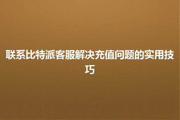 联系比特派客服解决充值问题的实用技巧💡