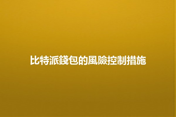 比特派錢包的風險控制措施 💼🔒