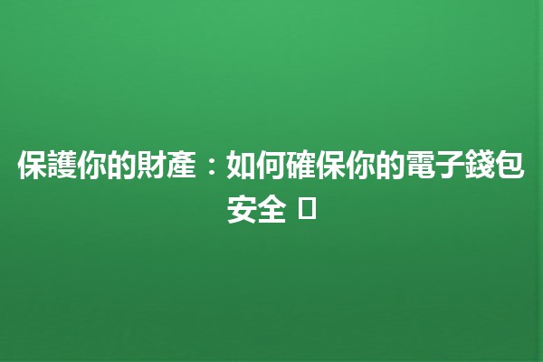 保護你的財產：如何確保你的電子錢包安全 🛡️💼