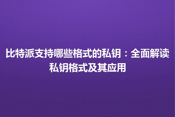 比特派支持哪些格式的私钥：全面解读私钥格式及其应用