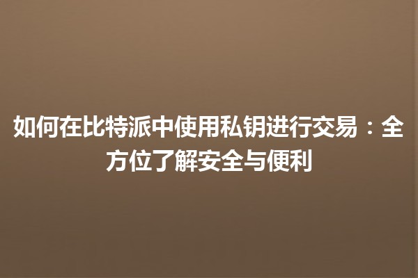 如何在比特派中使用私钥进行交易：全方位了解安全与便利